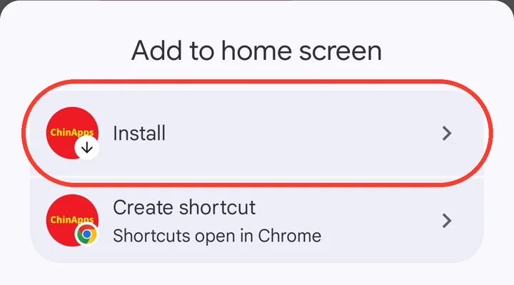 Step 3: Choose Install — not Create shortcut
